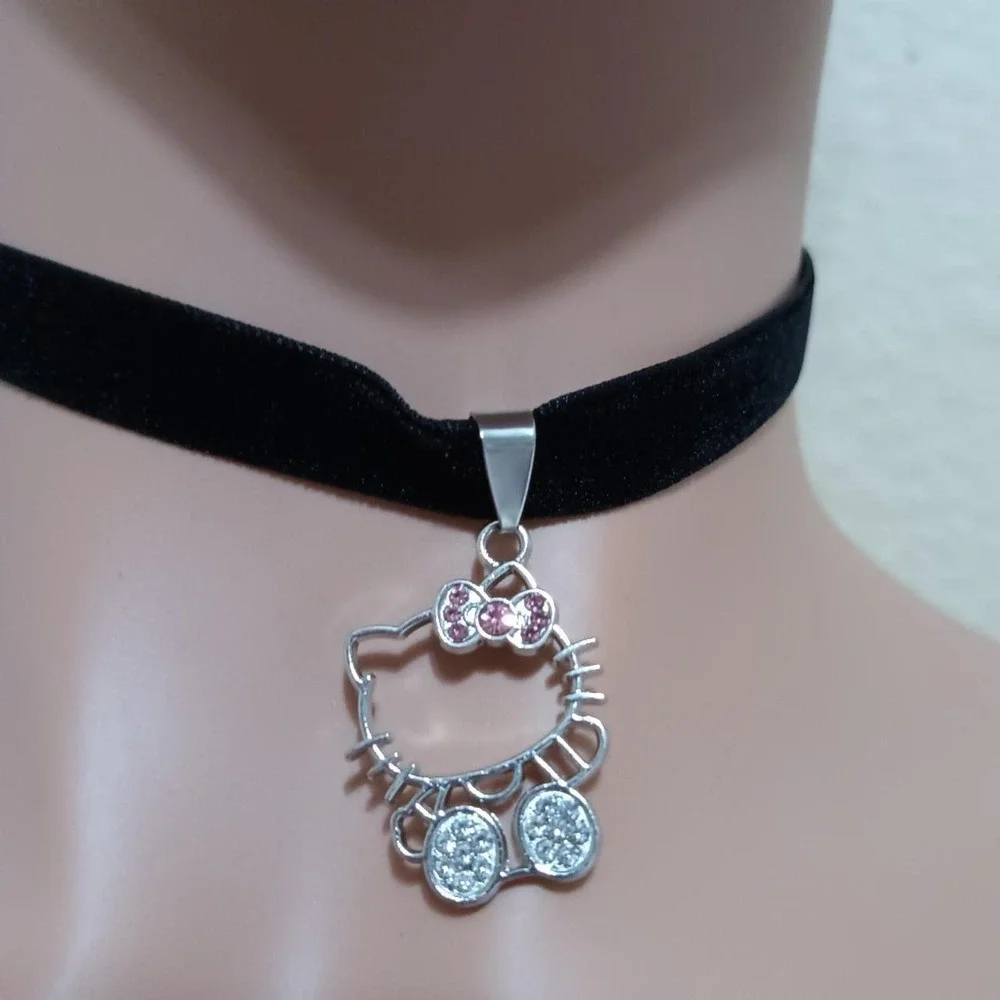 Silver tone pink bow hello - Picture 1 of 7
